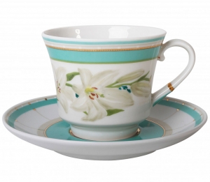 Lomonosov Imperial Porcelain Tea Set Cup and Saucer Banquet North Aurora 7.4 oz/220 ml