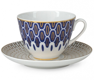 Lomonosov Imperial Porcelain Tea Set Cup and Saucer Spring Salamander 7.8 oz 230ml