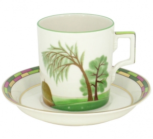 Lomonosov Imperial Porcelain Tea Set Cup and Saucer Summer 7.4 oz/220 ml