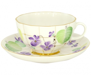 Lomonosov Imperial Porcelain Tea Set Cup and Saucer Tulip Forest Violet 8.5 oz/250 ml Lomonosov Imperial Porcelain Tea Set Cup and Saucer Tulip Forest Violet 8.5 oz/250 ml