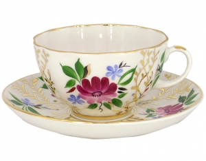 Lomonosov Imperial Porcelain Tea Set Cup and Saucer Tulip Golden Grasses 8.45 oz/250 ml Lomonosov Imperial Porcelain Tea Set Cup and Saucer Tulip Golden Grasses 8.45 oz/250 ml