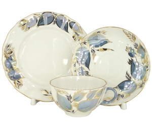 Lomonosov Imperial Porcelain Tea Set 3pc Tulip Moonlight 8.45 oz/250 ml
