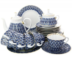 Lomonosov Porcelain Teacup w/ Saucer Forget-me-not Imperial 