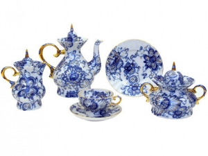 Lomonosov Imperial Porcelain Tea Set Singing Garden 6/22 Lomonosov Imperial Porcelain Tea Set Singing Garden 6/22