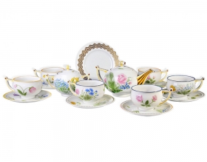 Lomonosov Imperial Porcelain Tea Set Wildflowers 6/20