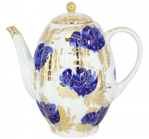 Lomonosov Imperial Porcelain Tea/Coffee Pot Golden Garden 8-Cup 40 oz/1200 ml