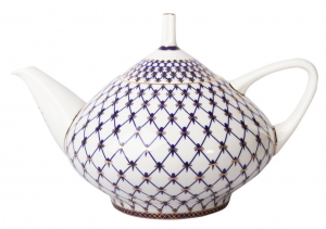Lomonosov Imperial Porcelain Bone China Tea Pot Dome Cobalt Net 47.3 fl.oz/1400 ml