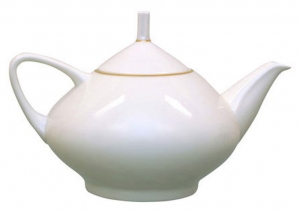 Lomonosov Imperial Porcelain Bone China Tea Pot Dome Golden Ribbon 47.3 fl.oz/1400 ml