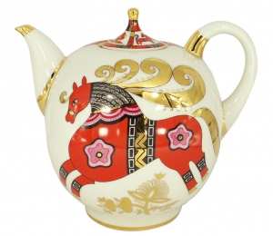 Lomonosov Imperial Porcelain Teapot Red Horse Lomonosov Imperial Porcelain Teapot Red Horse