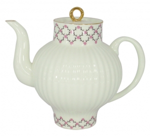 Lomonosov Imperial Porcelain Bone China Tea Pot Wave Pink Net 27 fl.oz/800 ml Lomonosov Imperial Porcelain Bone China Tea Pot Wave Pink Net 27 fl.oz/800 ml