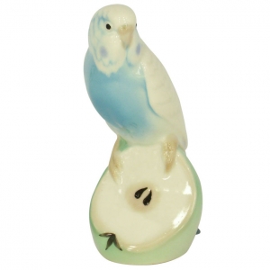 Wavy Parrot Budgerigar White and Blue Lomonosov Imperial Porcelain Figurine 