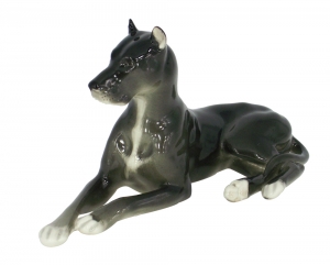 Great Dane Dog Black Colored Lomonosov Figurine Great Dane Dog Black Colored Lomonosov Figurine