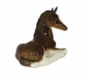 Horse Brown Recumbent Lomonosov Porcelain Figurine