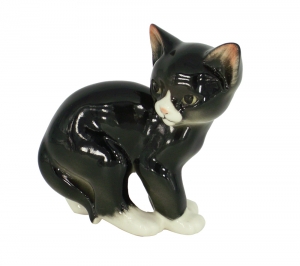 Cat Kitty Black Lomonosov Imperial Porcelain Figurine Cat Kitty Black Lomonosov Imperial Porcelain Figurine