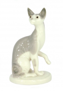 Cat Sphinx Grey Lomonosov Imperial Porcelain Figurine