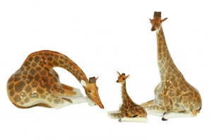 Giraffe Family Figurine Set 3 items Lomonosov Porcelain Factory