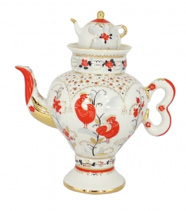 Lomonosov Imperial Porcelain Tea Pot Folk Motifs 16.23 oz/480 ml