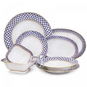 Lomonosov Porcelain Dinner Set Youth Cobalt Net 24-pieces Lomonosov Porcelain Dinner Set Youth Cobalt Net 24-pieces