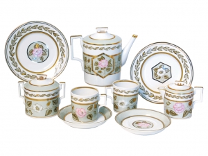 Lomonosov Imperial Porcelain Jade Background Tea set 6/20 Lomonosov Imperial Porcelain Jade Background Tea set 6/20