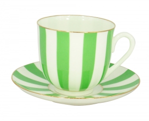 Lomonosov Porcelain Yes and No GREEN Bone China Espresso Coffee Cup and Saucer 6 oz/180 ml