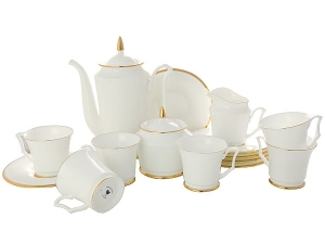 Imperial Porcelain Bone China Porcelain Coffee Set 6/15 Yulia Golden Ribbion 