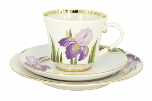 Lomonosov Porcelain Tea Set 3 pc Banquet Iris 7.4 oz/220 ml