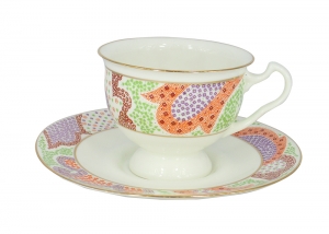  Bone China Tea Set Orange Marietal 8.12 fl.oz/240 ml 2pc