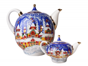 Lomonosov Imperial Porcelain Teapot Set Winter Fairy Tale Big 82.8 oz and Small 8.5 oz Lomonosov Imperial Porcelain Teapot Set Winter Fairy Tale Big 82.8 oz and Small 8.5 oz