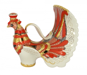 Lomonosov Imperial Porcelain Wine Decanter Red Firebird 27 fl.oz/800 ml