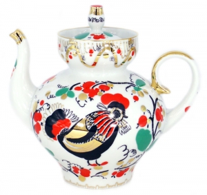 Lomonosov Imperial Porcelain Teapot Bud Rooster 11.8 oz/350 ml Lomonosov Imperial Porcelain Teapot Bud Rooster 11.8 oz/350 ml