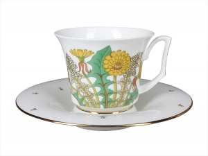 Russian Porcelain Bone China Porcelain Tea Cup and Saucer Yulia Sunny Bouquet 7 fl.oz/210 ml Russian Porcelain Bone China Porcelain Tea Cup and Saucer Yulia Sunny Bouquet 7 fl.oz/210 ml
