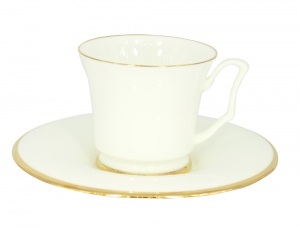 Imperial Porcelain Bone China Porcelain Tea Cup and Saucer Yulia Golden Ribbon 7 fl.oz/210 ml Imperial Porcelain Bone China Porcelain Tea Cup and Saucer Yulia Golden Ribbon 7 fl.oz/210 ml