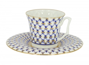 Lomonosov Porcelain Bone China Espresso Cup and Saucer Yulia Cobalt Net 4.9 fl.oz/145 ml Lomonosov Porcelain Bone China Espresso Cup and Saucer Yulia Cobalt Net 4.9 fl.oz/145 ml