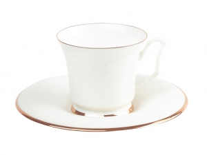 Lomonosov Bone China Porcelain Coffee Cup and Saucer Yulia Golden Ribbon 4.9 fl.oz/145 ml Lomonosov Bone China Porcelain Coffee Cup and Saucer Yulia Golden Ribbon 4.9 fl.oz/145 ml
