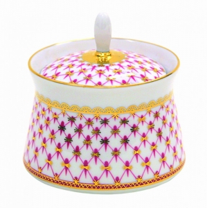 Lomonosov Imperial Porcelain Sugar Bowl Youth Red Net Blues 6.8 oz/200 ml Lomonosov Imperial Porcelaine Sugar Bowl Youth Red Net Blues 6.8 oz/200 ml