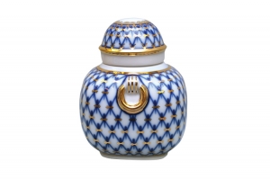 Lomonosov Imperial Porcelain Tea Holder Box Ring Cobalt Net 11.8 oz/350 ml