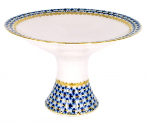 Lomonosov Imperial Porcelain Candy Vase Cobalt Net 7.3