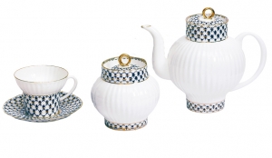 Lomonosov Imperial Porcelain Cobalt Net Wave Bone China Tea Set 15pc Lomonosov Imperial Porcelain Cobalt Net Wave Bone China Tea Set 15pc