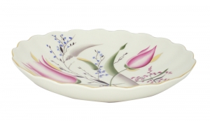 Lomonosov Imperial Porcelain Cake Сookie Biscuit Pastry Dish Pink Tulips 8.5 Lomonosov Imperial Porcelain Cake Сookie Biscuit Pastry Dish Pink Tulips 8.5