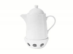 Lomonosov Porcelain Tea Pot Optima White 40.6 fl.oz/1200 ml with Heater Stand