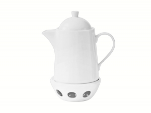 Lomonosov Porcelain Tea Pot Optima White 40.6 fl.oz/1200 ml with Heater Stand Lomonosov Porcelain Tea Pot Optima White 40.6 fl.oz/1200 ml with Heater Stand