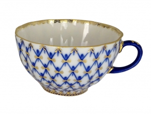 Lomonosov Porcelain Cobalt Net Tea Cup Tulip 8.45 oz/250 ml