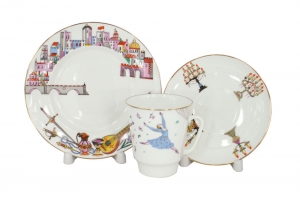 Lomonosov Imperial Porcelain Bone China Cup and Saucer May Ballet Romeo and Juliet 5.6 fl.oz/165 ml 3 pc