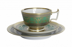 Imperial Lomonosov Porcelain Espresso Coffee Set Cup, Saucer and Dessert Plate Alexandria Golden 52 6.8 oz/200 ml Imperial Lomonosov Porcelain Espresso Coffee Set Cup, Saucer and Dessert Plate Alexandria Golden 52 6.8 oz/200 ml