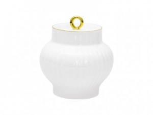 Lomonosov Imperial Porcelaine Sugar Bowl Wave Golden Edge 13.9 oz/390 ml