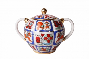 Lomonosov Imperial PorcelaineTulip Sugar Bowl Russian Lubok 15 oz/450 ml Lomonosov Imperial PorcelaineTulip Sugar Bowl Russian Lubok 15 oz/450 ml