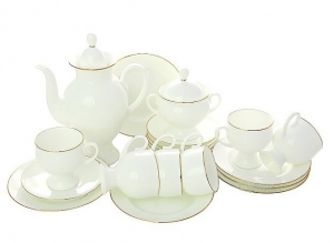 Porcelain Bone China Coffee Set 6/20 Classic-2 Golden Ribbon