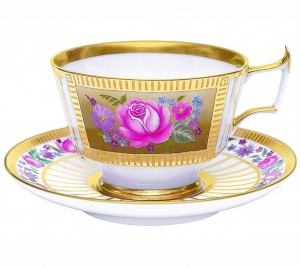 Imperial Lomonosov Porcelain Espresso Coffee Set Cup and Saucer Alexandria Recollection 6.8 oz/200 ml
