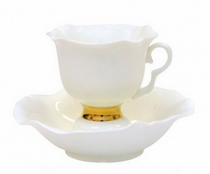 Lomonosov Exclussive Bone China Tea Set White Flower 2pc 6.8 oz/200 ml Lomonosov Exclussive Bone China Tea Set White Flower 2pc 6.8 oz/200 ml