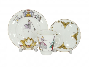 Lomonosov Imperial Porcelain Bone China Cup and Saucer May Ballet Cinderella (Prokofiev) 5.6 fl.oz/165 ml 3 pc